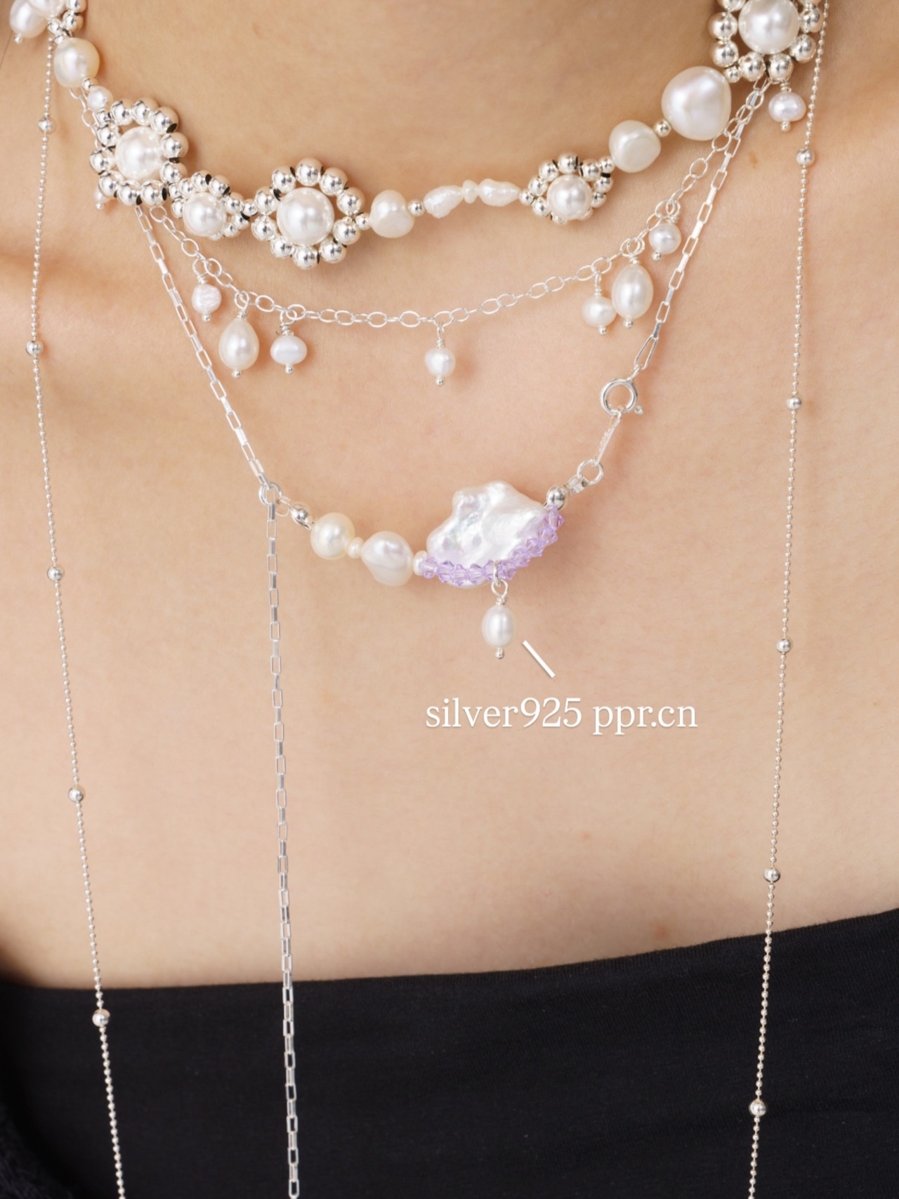 MEEE 925银云朵珍珠项链 (Silver925 ppr.cn.cloud)