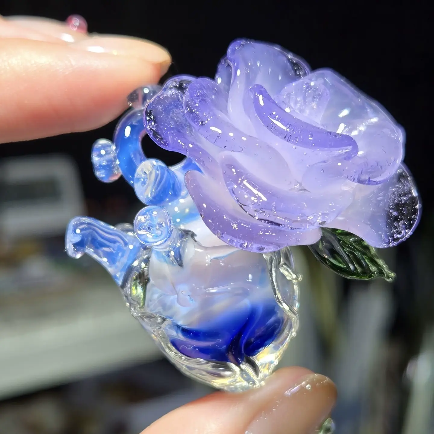硼硅玻璃心形花项链（Borosilicate Glass Heart Flower Necklace）