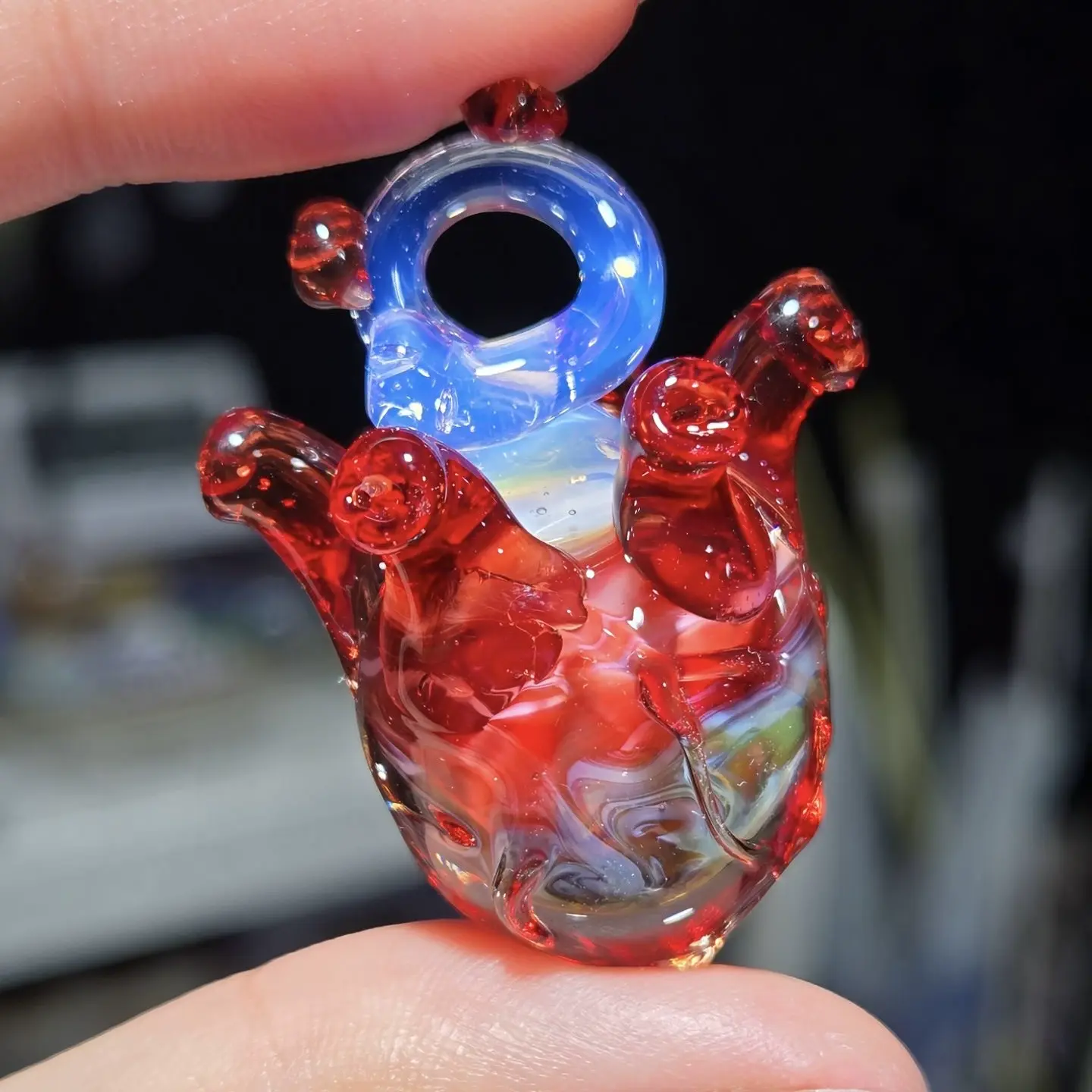 硼硅玻璃红心项链（Borosilicate Glass Red Heart Necklace）