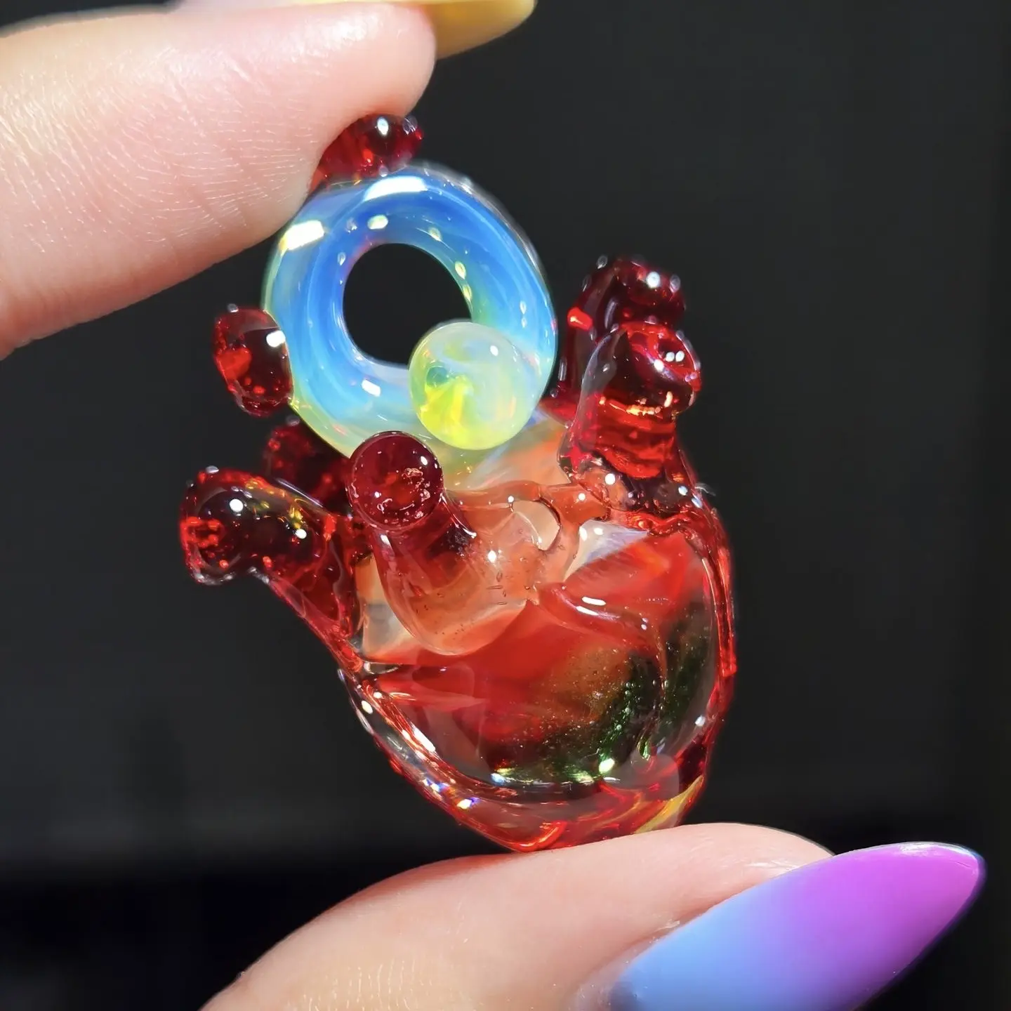 硼硅玻璃红心项链（Borosilicate Glass Red Heart Necklace）