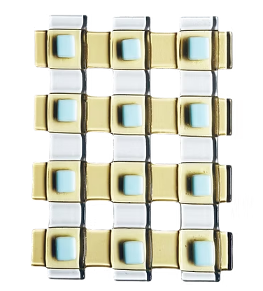 编织肌理艺术玻璃15×20 - 黄 / 透明 / 蓝色（Glass weave 15x20 - Yellow/Transparent/blue）
