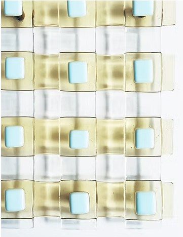 编织肌理艺术玻璃15×20 - 黄 / 透明 / 蓝色（Glass weave 15x20 - Yellow/Transparent/blue）