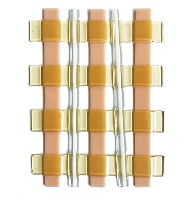 B 款 编织纹玻璃艺术品 15×20cm 黄 / 桃粉 / 白色（B Choice Glass Weave 15x20cm Yellow/Peach/white）