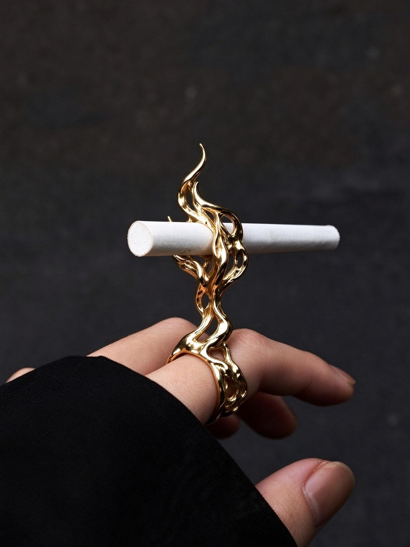 可插烟式烟嘴戒（cigarette holder ring）