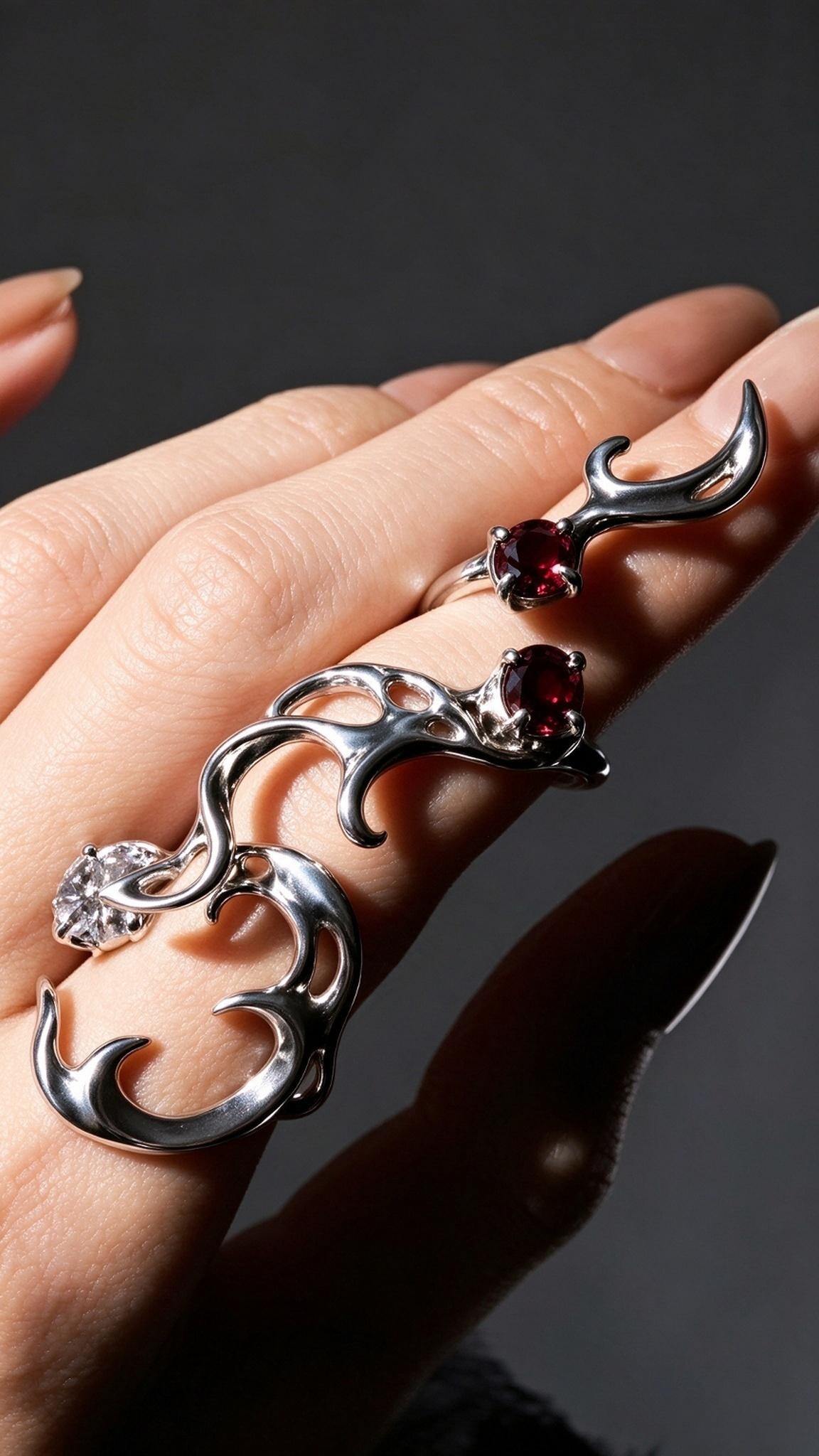 双层石榴石开口戒（Double Garnet ring）