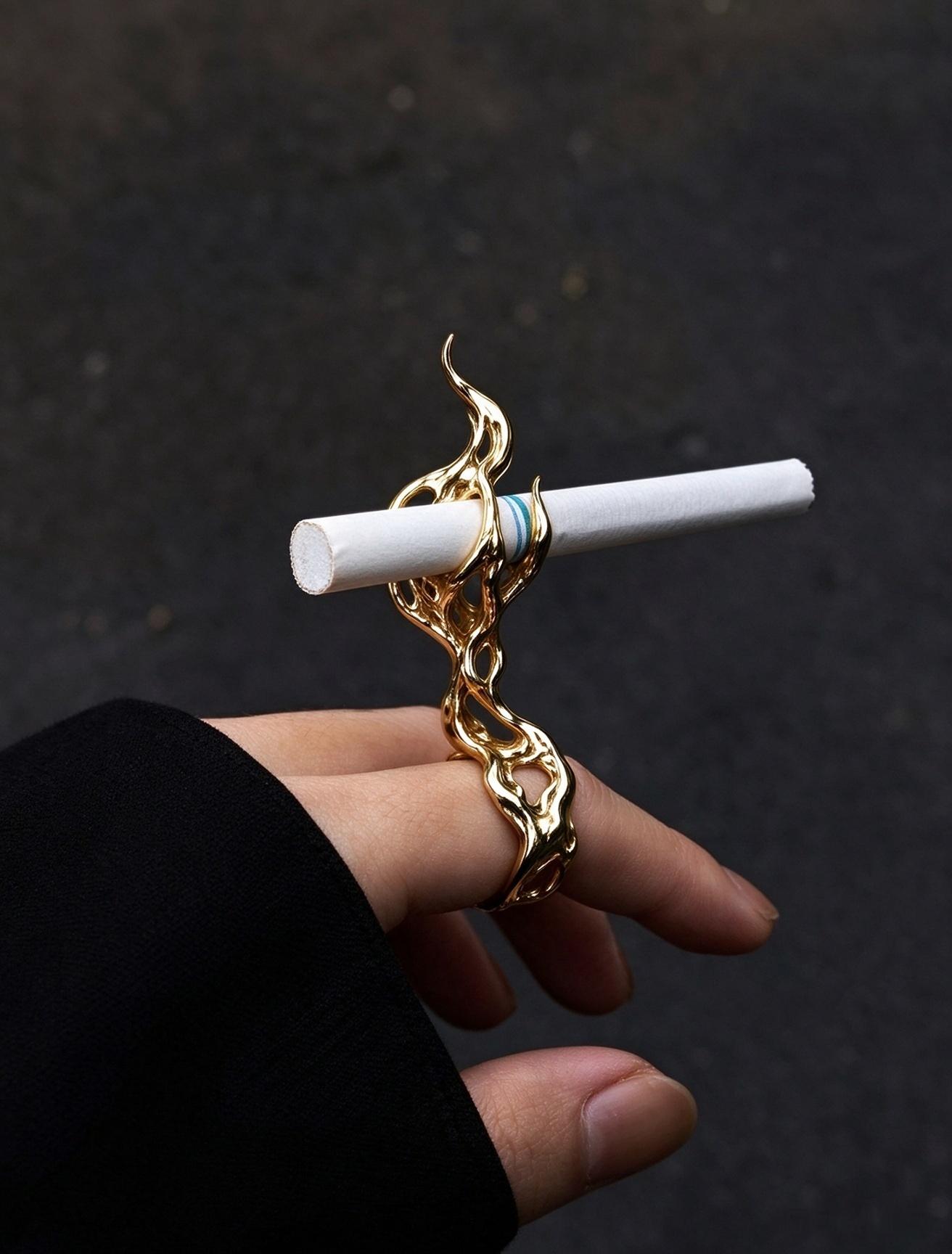 可插烟式烟嘴戒（cigarette holder ring）